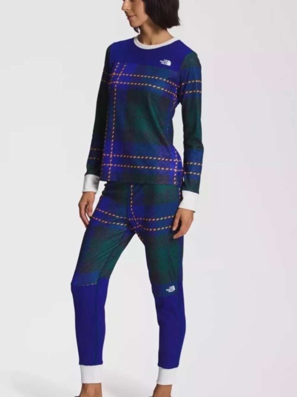 The North Face Blue & Green Plaid Kids Long Sleeve Pajama BOTTOMS ONLY